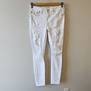 True Religion White 28x29 Distressed Style Skinny Jeans